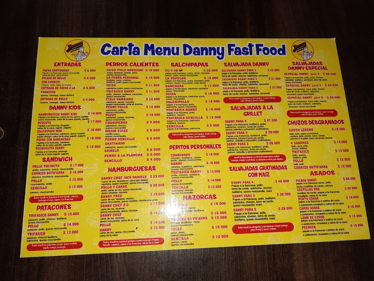 Menu Danny Fast Food - Las Palmas-1